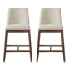 Clara – Lot de 2 tabourets de bar en bois d’hevea, finition noyer