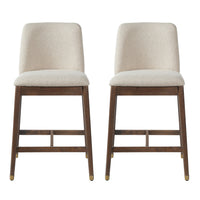 Clara – Lot de 2 tabourets de bar en bois d’hevea, finition noyer