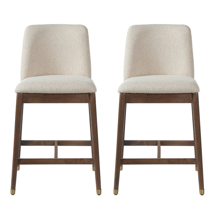 Clara – Lot de 2 tabourets de bar en bois d’hevea, finition noyer