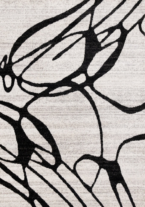 Tapis Emmett gris et noir avec motif tourbillon, 5'3\" x 7'7\"