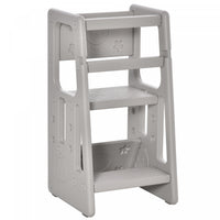 Qaba Tabouret De Cuisine Pour Tout-petits Avec Trois Hauteurs Reglables, Gris