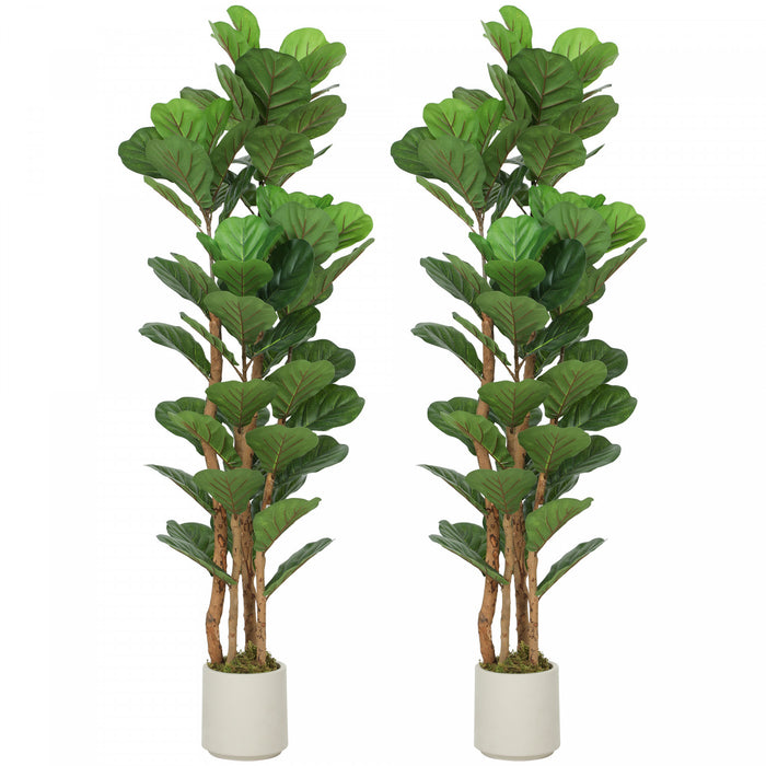 HOMCOM Ensemble de 2 Faux Figuiers Lyre de 5\", Arbre Factice