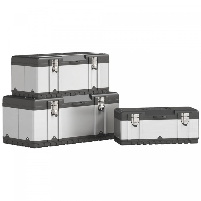 Homcom Coffret A Outils 3 Pieces, 23\"/19\"/16\" En Acier Inoxydable