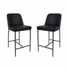 Tabouret de comptoir contemporain Loft en cuir vegetalien et metal noir - Lot de 2