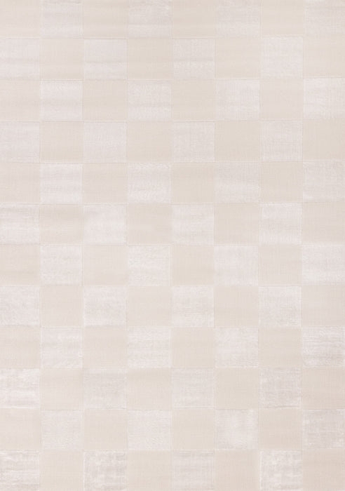 Carpette Leonardo blanche et grise à motif de carreaux - 5 pi 3 po x 7 pi 7 po