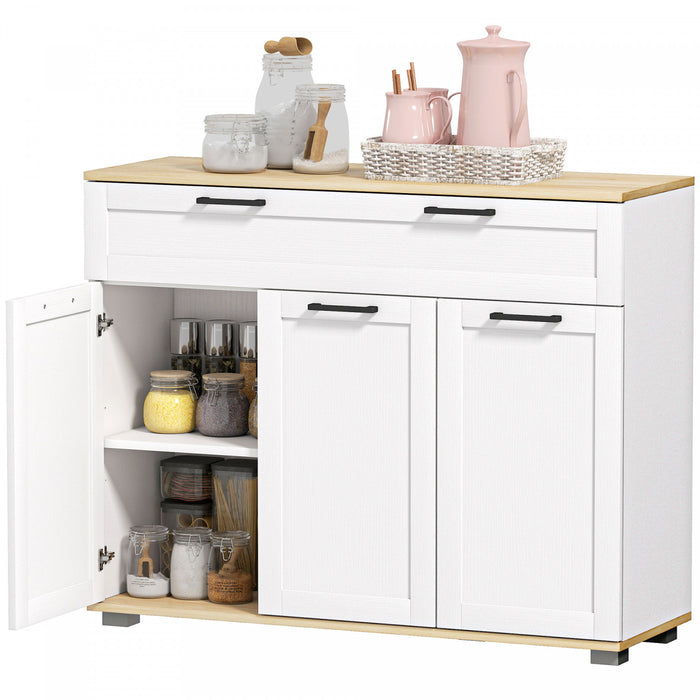 HOMCOM Buffet avec Tiroir et Etageres Ajustables, Blanc