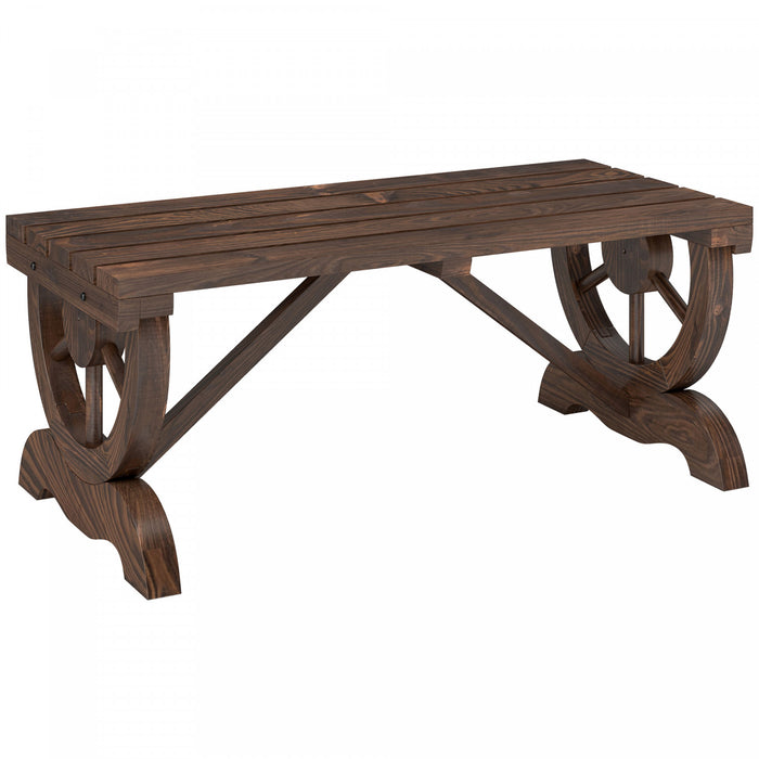 Banc D'exterieur En Bois Rustique Outsunny, Banc De Jardin Pour 2 Personnes, Brun