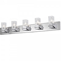 Lumière de coiffeuse Veronica de Dainolite en verre transparent, fini chromé poli et 5 ampoules
