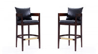 Tabouret de bar en bois rembourre Ritz style milieu du siecle, noir – Lot de 2