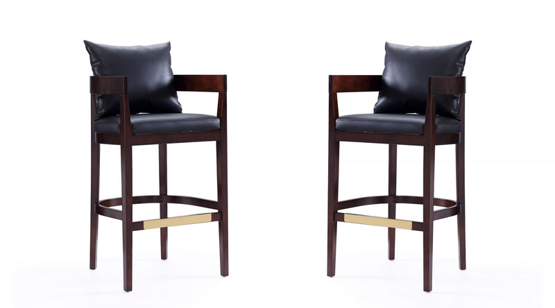 Tabouret de bar en bois rembourre Ritz style milieu du siecle, noir – Lot de 2