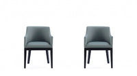 Fauteuil moderne Gansevoort en bois et cuir vegetalien couleur etain - Lot de 2