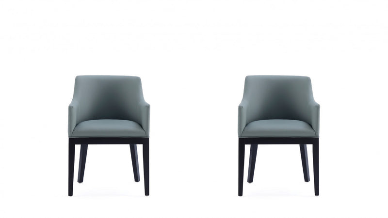 Fauteuil moderne Gansevoort en bois et cuir vegetalien couleur etain - Lot de 2