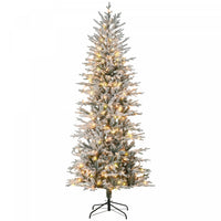Homcom Arbre De Noel Artificiel Floque De 7 Pi Avec Lumieres Jaune