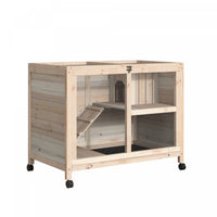 Pawhut Clapier En Bois Massif Pour Lapin Cage Pour Cochon D'inde Interieur Resistant A L'eau Petits