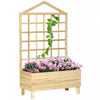 Outsunny Lit De Jardin Sureleve Avec Treillis Pour Plantes Grimpantes, Jardinieres En Bois De 59 Pouces Pour Plantes D'exterieur, Legumes, Fleurs, Herbes, Assemblage Facile, Ton Naturel Vieilli