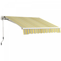 Outsunny Auvent Retractable 8' X 6.5' Avec Lumieres LED, Uv40+, Jaune/gris