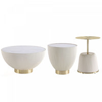  Ensemble de 3 tables Anderson Modern : table basse et tables d’appoint en creme