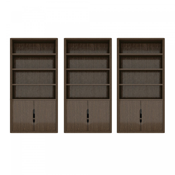 Ensemble de 3 bibliotheques-armoires Rivington Modern 40\" en noyer