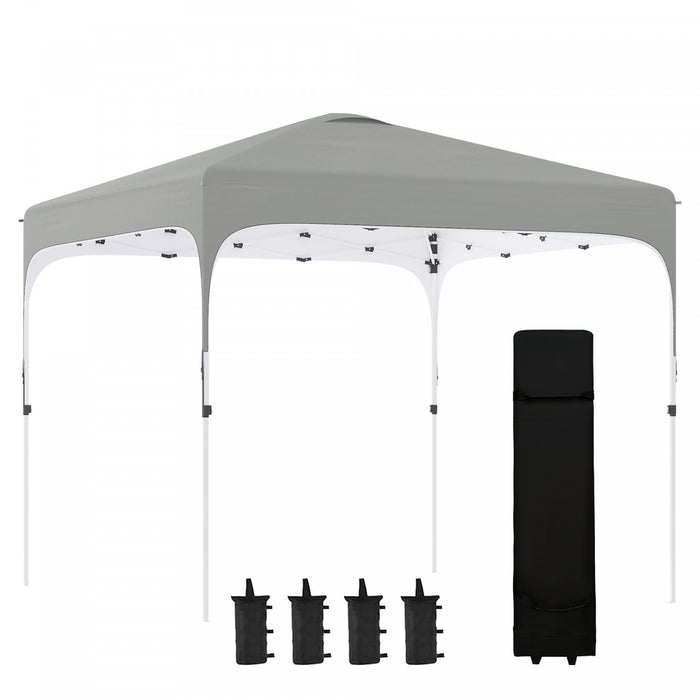 Outsunny 9.8' X 9.8' Tonnelle Pop Up, Tente D'auvent Pliable Avec Sac De Transport A Roulettes, 4 Sacs De Poids De Jambe Et Hauteur Reglable Sur 3 Niveaux Pour Fete De Jardin En Plein Air, Gris