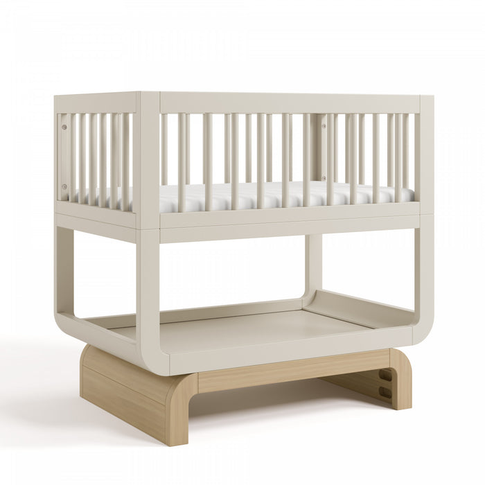 Storkcraft Santorini Berceau convertible 3-en-1 de luxe - Avoine avec bois clair