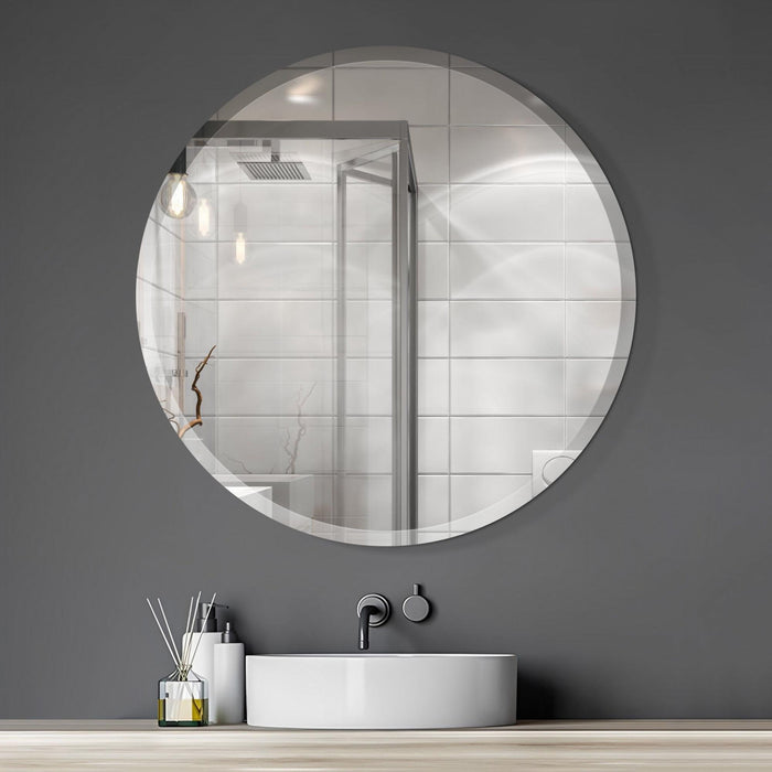 Miroir rond Arcus 36 po x 36 po sans cadre avec bordure biseautée