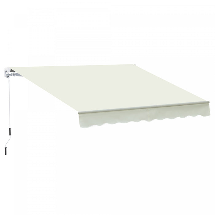 Outsunny Store De Terrasse 10' X 8' Retractable Manuellement Blanc Creme