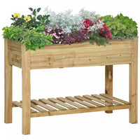 Outsunny Jardiniere Sur Pieds Avec Etagere Inferieure Carre Potager Sureleve Exterieur Lit De Cultur
