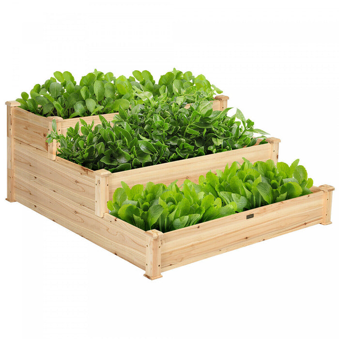 Lit De Jardin De Legumes En Bois Eleve De Niveau Costway 3 Kit De Planteur Eleve Jardinage Exterieur