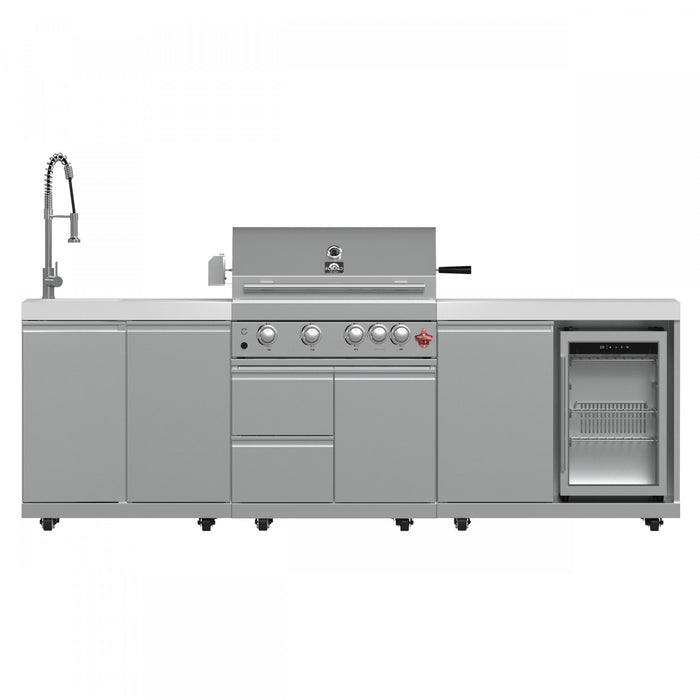 Cuisine d'exterieur Bulnes – BBQ en acier inoxydable de 60 000 BTU et comptoirs blancs – FODKT2506WHT