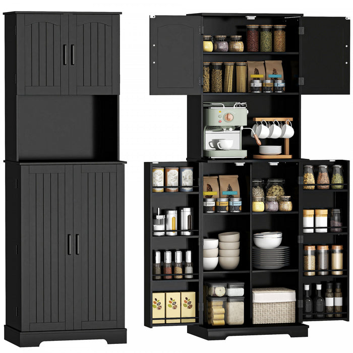 HOMCOM Armoire de garde-manger, placard de cuisine, etageres a epices, Noir