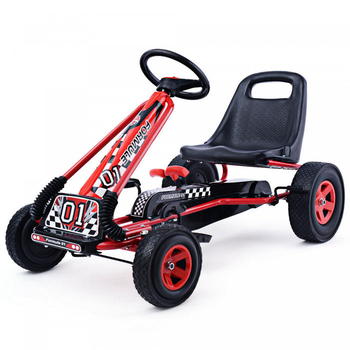 Kart A Pedale Enfant,go-kart D’exterieur Avec Charge Maximale 30kg,siege Reglable,frein,embrayage,4 Roues Pour 3-8 Ans Enfants,filles,garcons 101 X 61 X 62cm Bleu/rouge