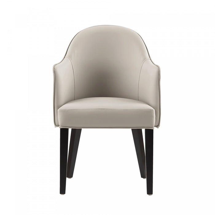 Fauteuil Hillman Moderne en Bois, Similicuir et Velours, Gris Clair