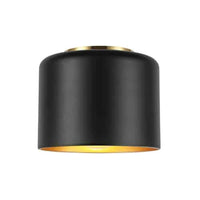 Plafonnier affleuré Emilia de Dainolite avec abat-jour noir mat et doré, fini laiton vieilli et 1 ampoule