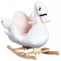 Qaba Cheval A Bascule Enfant En Peluche Doux Enfants Jouet Cygne Style Avec Berceuse Blanc