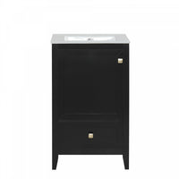 Puret Meuble-Lavabo Simple 20 po avec Etagere de Porte et Tiroir Coulissant, Noir