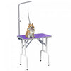 Pawhut Table De Toilettage Pour Petits Chiens, Table De Toilettage Pliable Pour Chiens Et Chats Avec Bras Reglable, Surface Antiderapante, Violet
