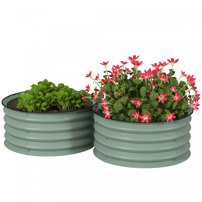 Outsunny Lot de 2 plates-bandes surelevees en acier pour jardin, vert