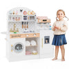 Honeyjoy Jeu De Cuisine Pour Enfants Jeu De Cuisine En Bois Avec Horloge, Micro-ondes, Evier, Plateau Blanc
