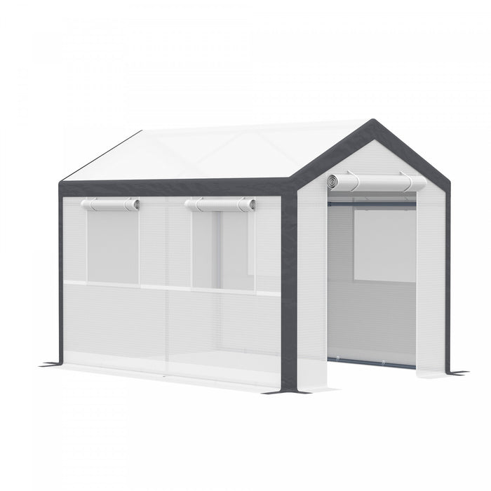 Outsunny 9.8'l X 6.56'w X 6.56'h Serre Tente De Croissance De Graines De Legumes Tunnel De Croissance De Plantes D'exterieur Maison Chaude Abri De Fleurs Arriere-cour Blanc