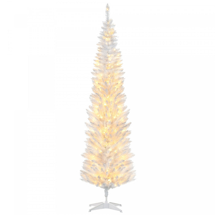Homcom Arbre De Noel Artificiel Illumine 7 Pi Avec Lumieres Led Blanc Chaud