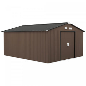 Outsunny Abri De Jardin 11' X 13' Avec Kit De Fondation En Acier, Marron