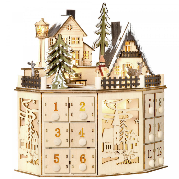 Homcom Calendrier De L'avent De Noel, Table Lumineuse Decoration De Noel