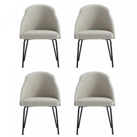  Chaise de salle a manger moderne Gracie en cuir vegetalien et metal, gris pierre et noir - Lot de 4