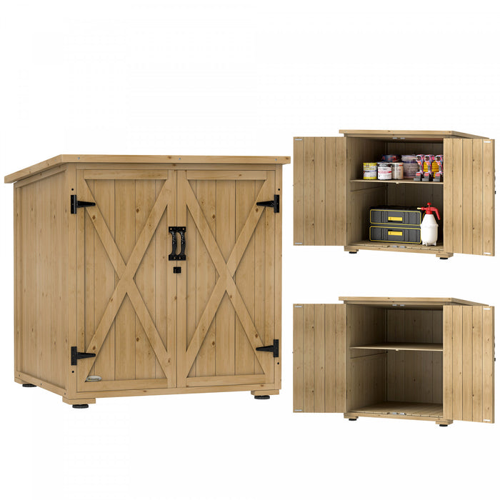 Outsunny Armoire Exterieure en Bois avec Etagere Reglable