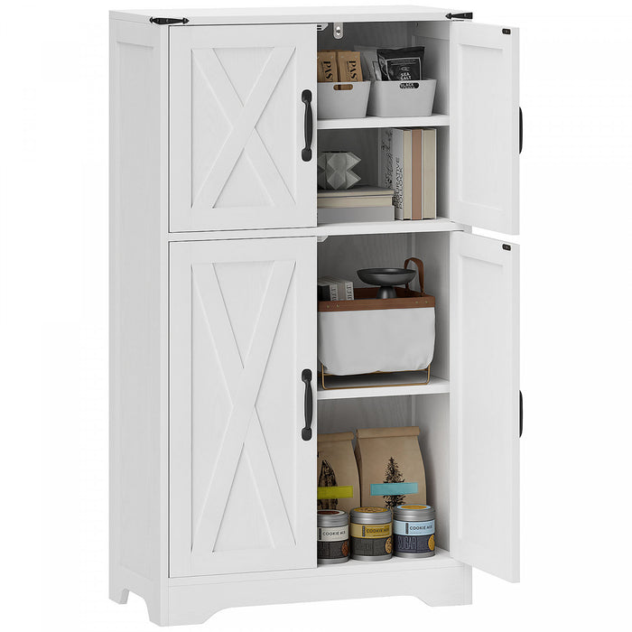 HOMCOM Armoire de garde-manger de cuisine avec portes de grange, Blanc