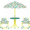 Qaba Table de Pique-Nique Enfant avec 2 Chaises Pliantes et Parasol, Vert