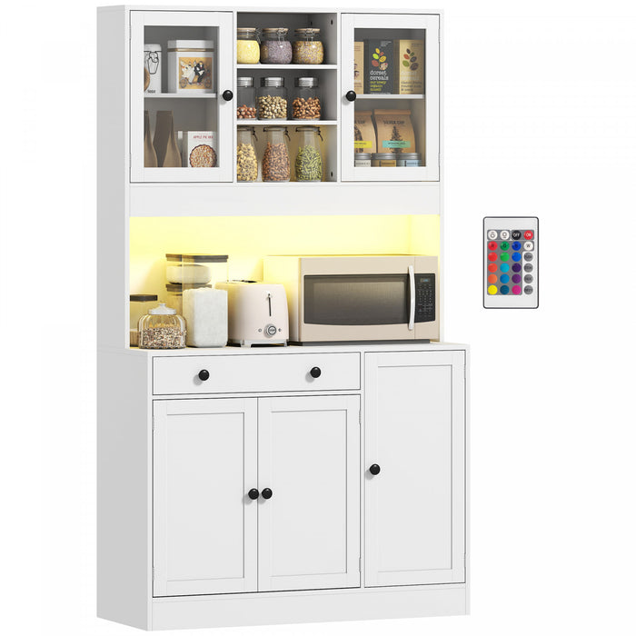 HOMCOM Meuble de rangement avec eclairage LED, port USB, blanc