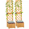 Outsunny Lot De 2 Lits De Jardin Sureleves Avec Panneaux En Treillis Pour Support De Fleurs En Treillis Pour Plantes, Fleurs Ou Vigne Exterieur Interieur, Orange