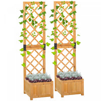 Outsunny Lot De 2 Lits De Jardin Sureleves Avec Panneaux En Treillis Pour Support De Fleurs En Treil