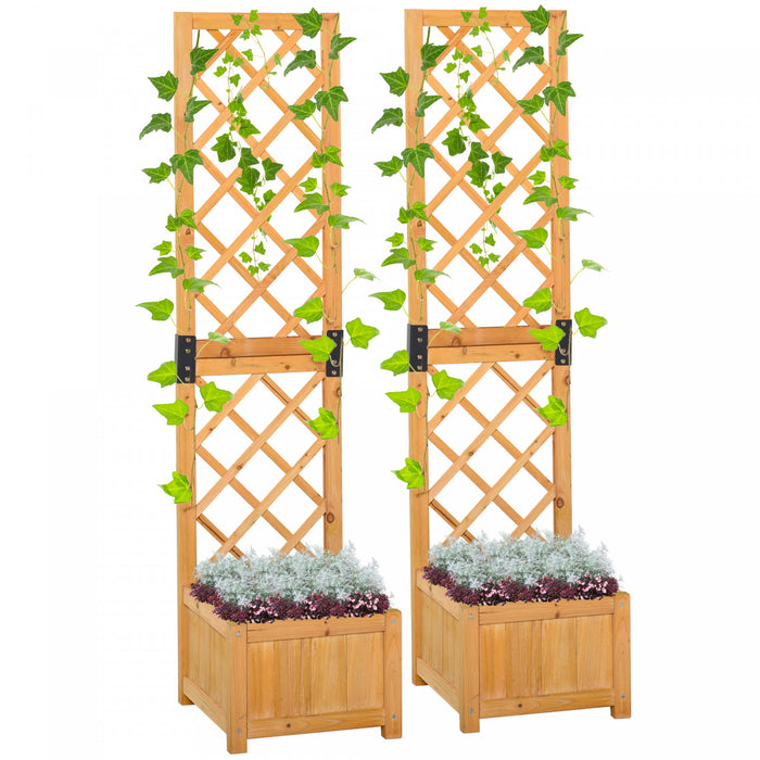 Outsunny Lot De 2 Lits De Jardin Sureleves Avec Panneaux En Treillis Pour Support De Fleurs En Treillis Pour Plantes, Fleurs Ou Vigne Exterieur Interieur, Orange